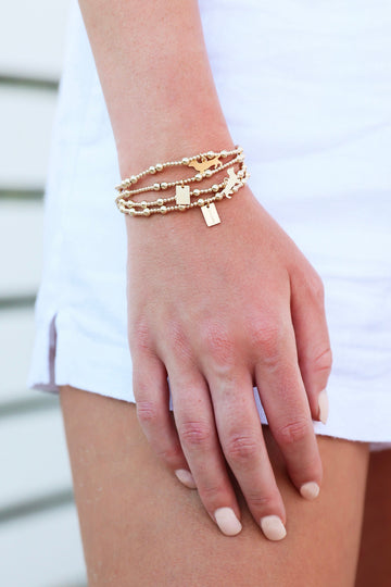 Enewton Seaside Sincerity Pattern 4mm Bead Bracelet - Gold The Seaside Style