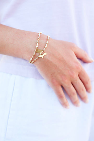 Enewton Seaside Tag Sincerity Pattern 4mm Bead Bracelet - Gold The Seaside Style 