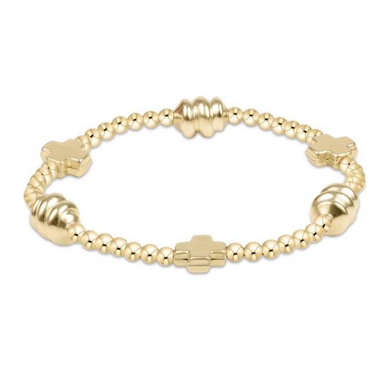Enewton Signature Cross Admire Gold Pattern 3mm Bead Bracelet - Gold