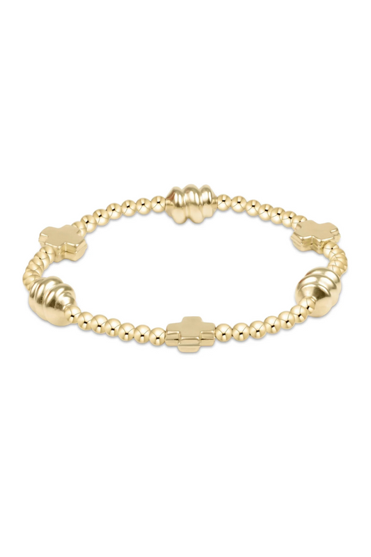 Enewton Signature Cross Admire Gold Pattern 3mm Bead Bracelet - Gold