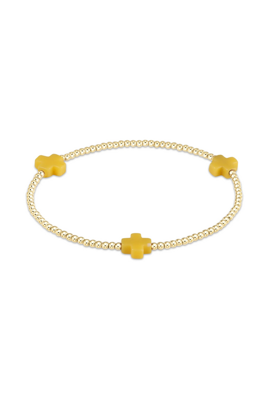 Enewton Signature Cross Gold Pattern 2mm Bead Bracelet - Canary