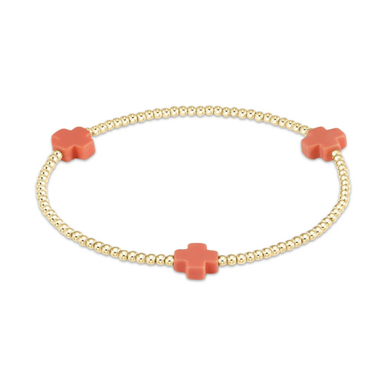 Enewton Signature Cross Gold Pattern 2mm Bead Bracelet Coral 30A Seaside Florida Cabana