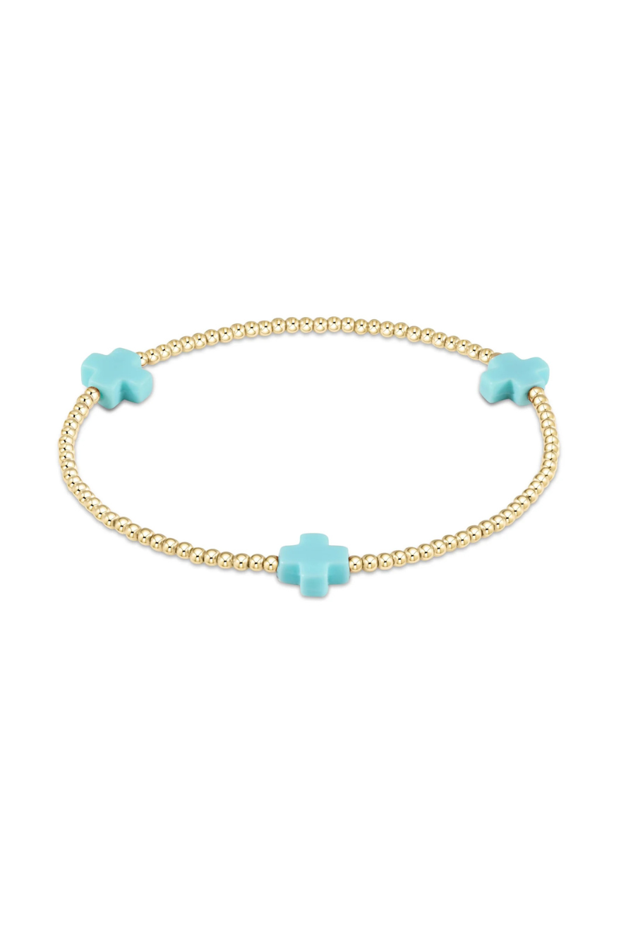 Enewton Signature Cross Gold Pattern 2mm Bead Bracelet - Mint