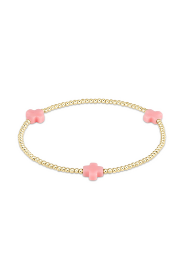 Enewton Signature Cross Gold Pattern 2mm Bead Bracelet - Pink