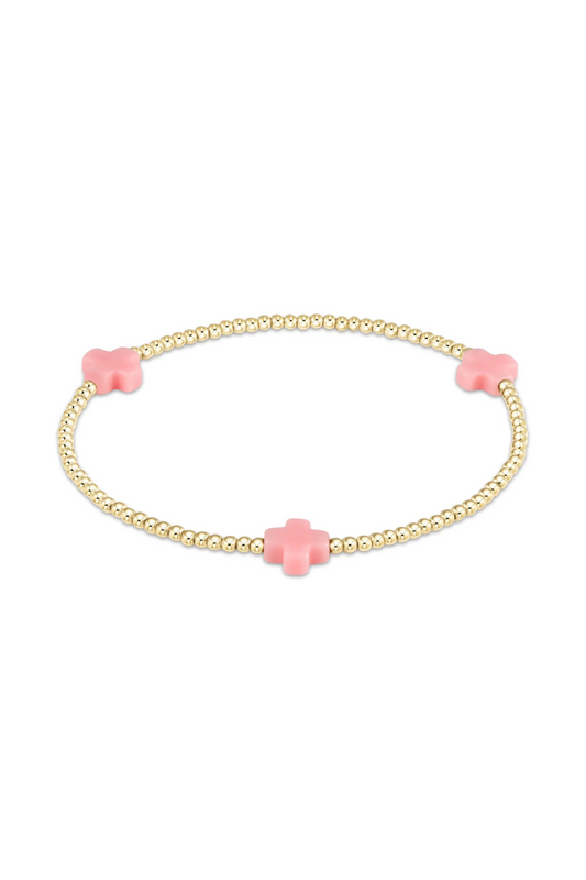 Enewton Signature Cross Gold Pattern 2mm Bead Bracelet - Pink