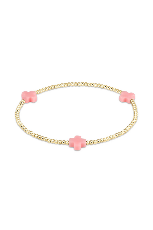 Enewton Signature Cross Gold Pattern 2mm Bead Bracelet - Pink
