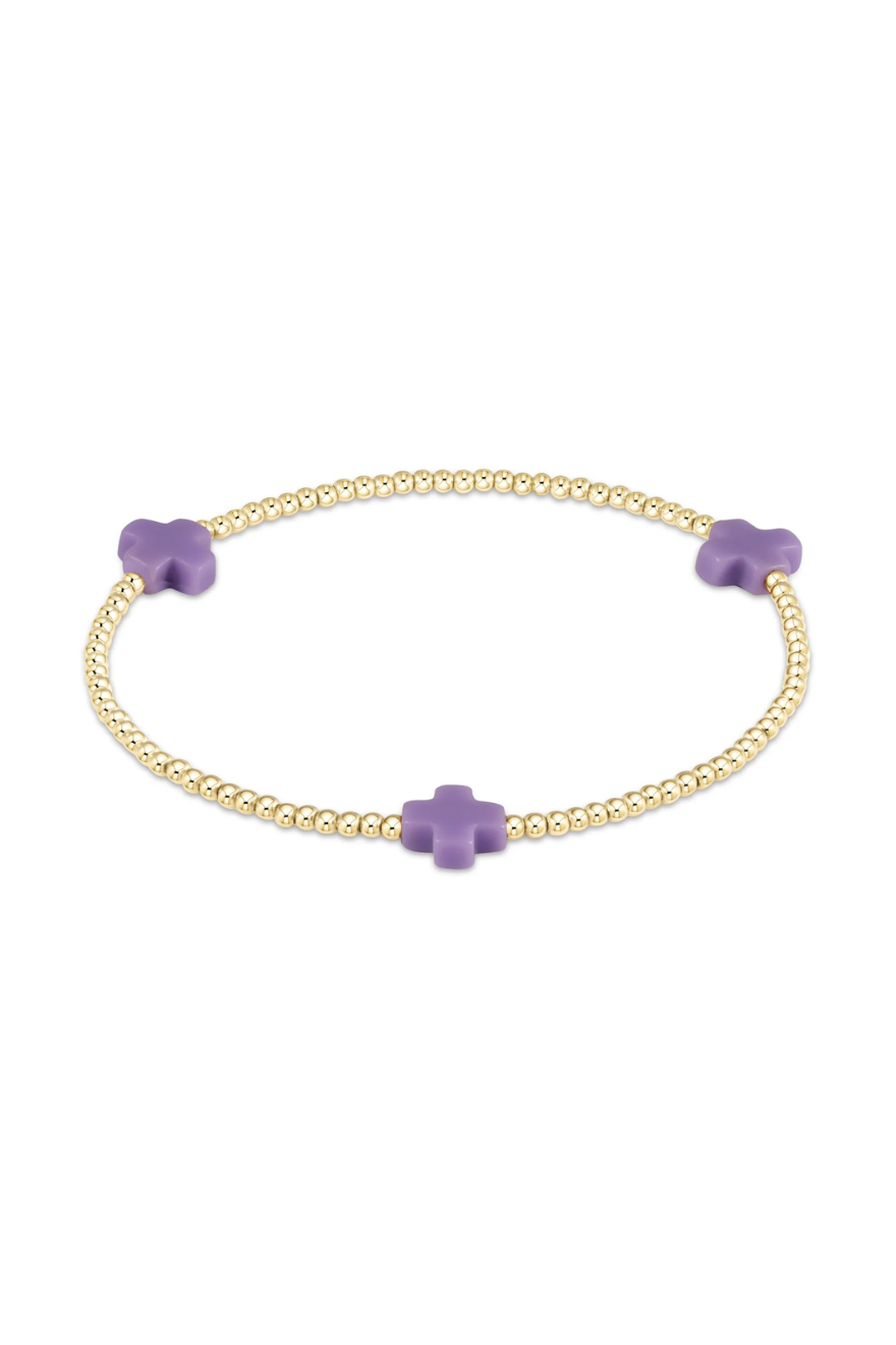 Enewton Signature Cross Gold Pattern 2mm Bead Bracelet - Purple