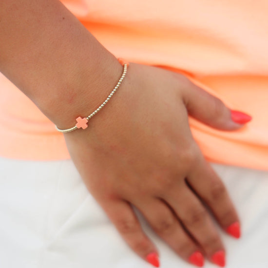 Enewton Signature Cross Gold Pattern 2mm Bead Bracelet Coral 30A Seaside Florida Cabana