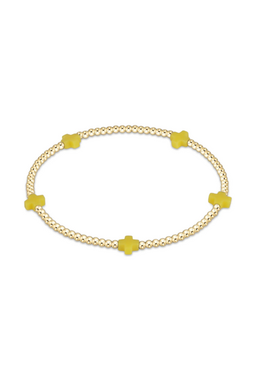 Enewton Signature Cross Small Gold Pattern 2mm Bead Bracelet - Canary
