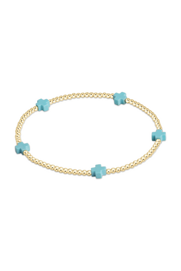 Enewton Signature Cross Small Gold Pattern 2mm Bead Bracelet - Mint