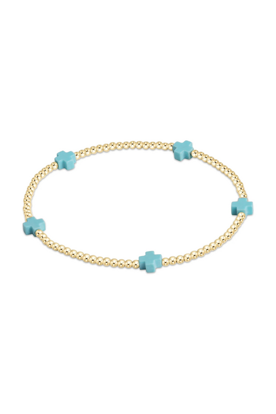 Enewton Signature Cross Small Gold Pattern 2mm Bead Bracelet - Mint