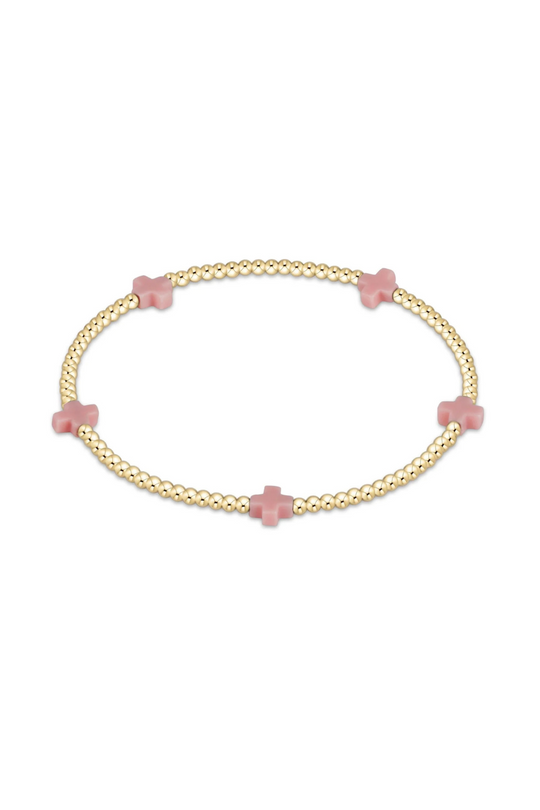 Enewton Signature Cross Small Gold Pattern 2mm Bead Bracelet - Pink