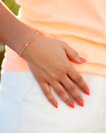 Enewton Signature Cross Small Gold Pattern 2mm Bead Bracelet Coral Seaside Florida Cabana 30A