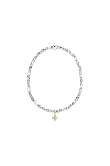 Enewton Silver Faceted Hematite 2mm Bead Bracelet - Signature Cross Gold Charm