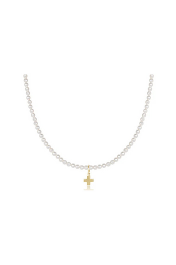 Enewton Choker Classic Pearl 3mm Bead - Signature Cross Gold Charm