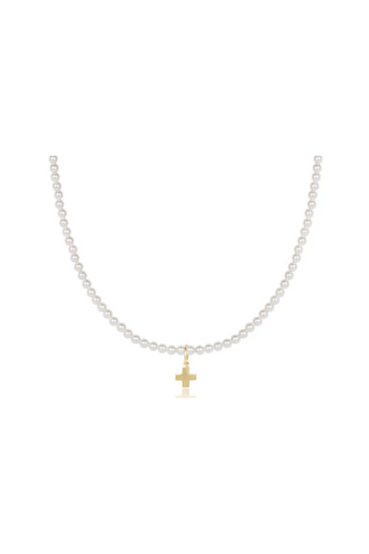 Enewton Choker Classic Pearl 3mm Bead - Signature Cross Gold Charm