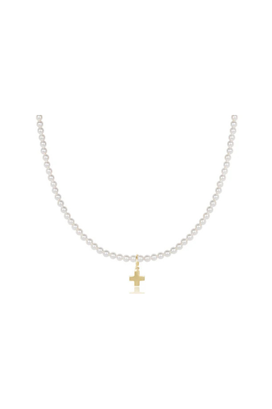 Enewton Choker Classic Pearl 3mm Bead - Signature Cross Gold Charm
