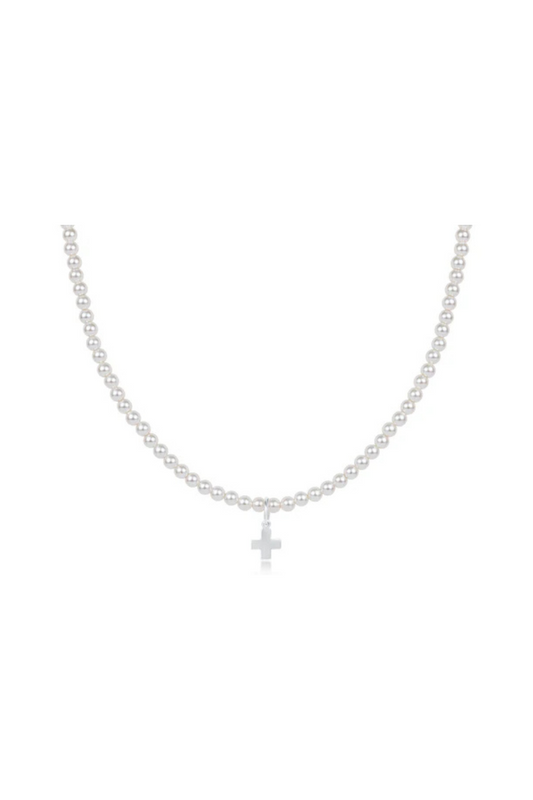 Enewton Choker Classic Pearl 3mm Bead - Signature Cross Sterling Charm