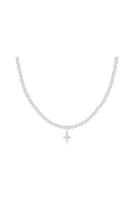 Enewton Choker Classic Pearl 3mm Bead - Signature Cross Sterling Charm