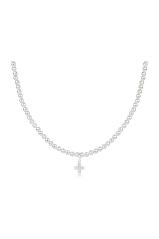Enewton 17" Choker Classic Pearl 3mm Bead - Signature Cross Sterling Charm