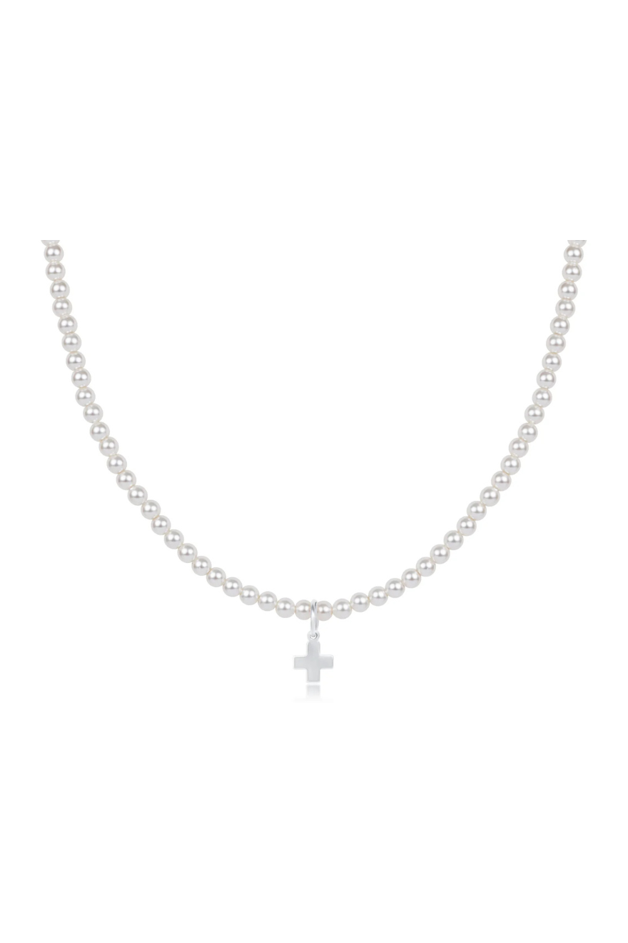 Enewton 17" Choker Classic Pearl 3mm Bead - Signature Cross Sterling Charm