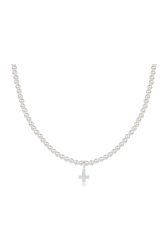 Enewton 17" Choker Classic Pearl 3mm Bead - Signature Cross Sterling Charm
