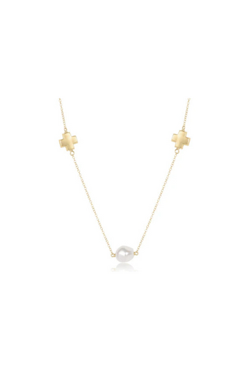 Enewton 15" Choker Signature Cross Admire Simplicity Chain Gold - Pearl