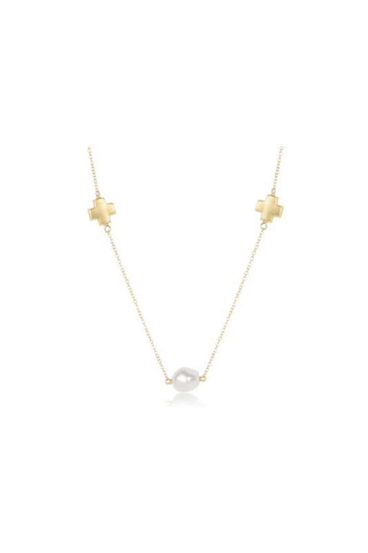 Enewton 15" Choker Signature Cross Admire Simplicity Chain Gold - Pearl