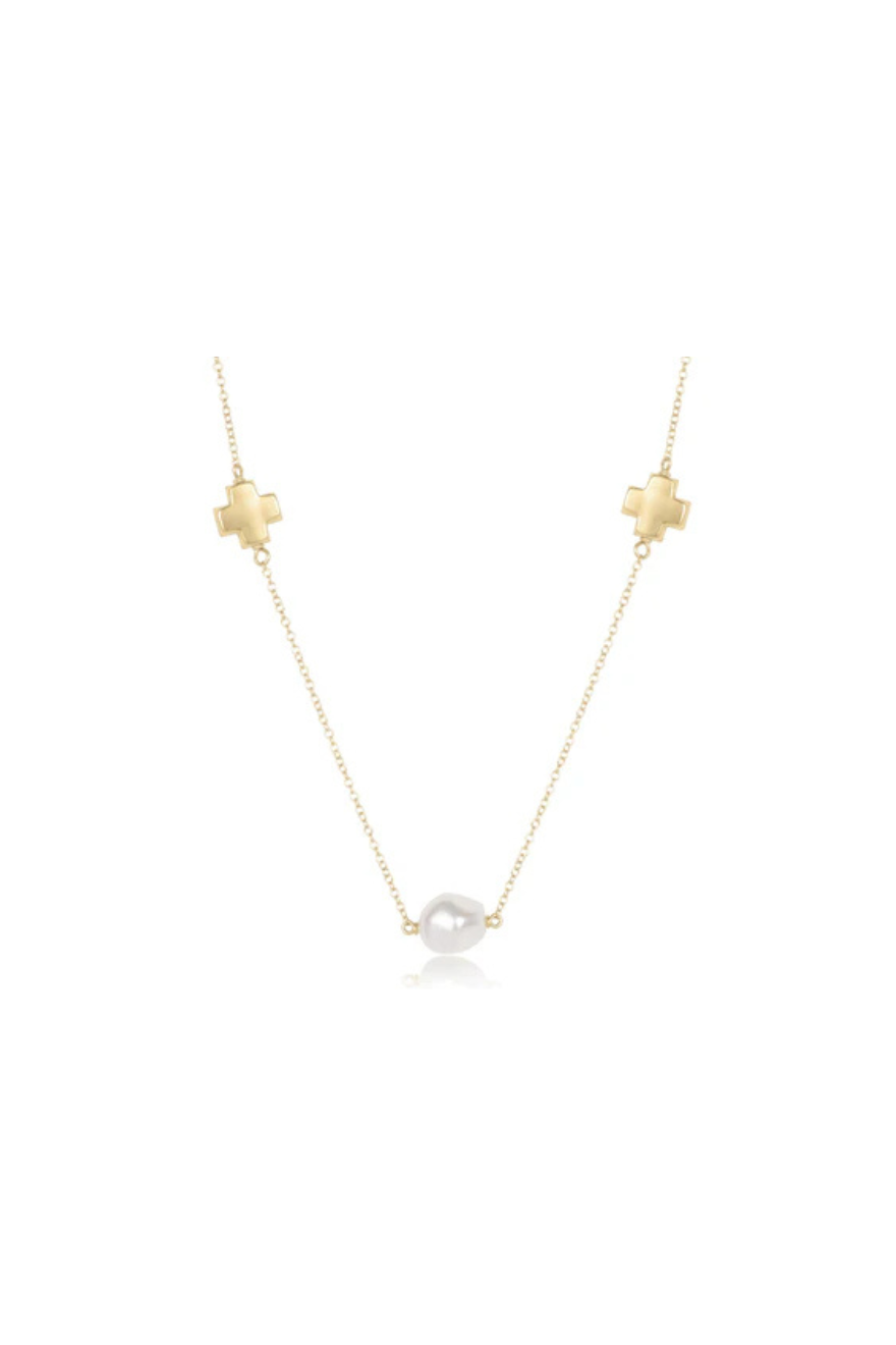 Enewton Choker Signature Cross Admire Simplicity Chain Gold - Pearl