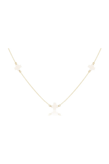 Enewton 17" Choker Simplicity Chain Gold - Signature Cross Off-White