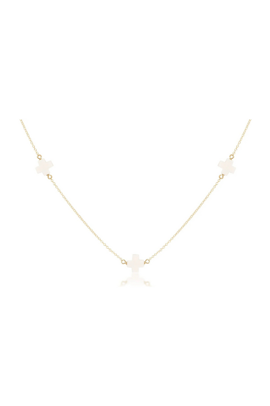 Enewton 17" Choker Simplicity Chain Gold - Signature Cross Off-White