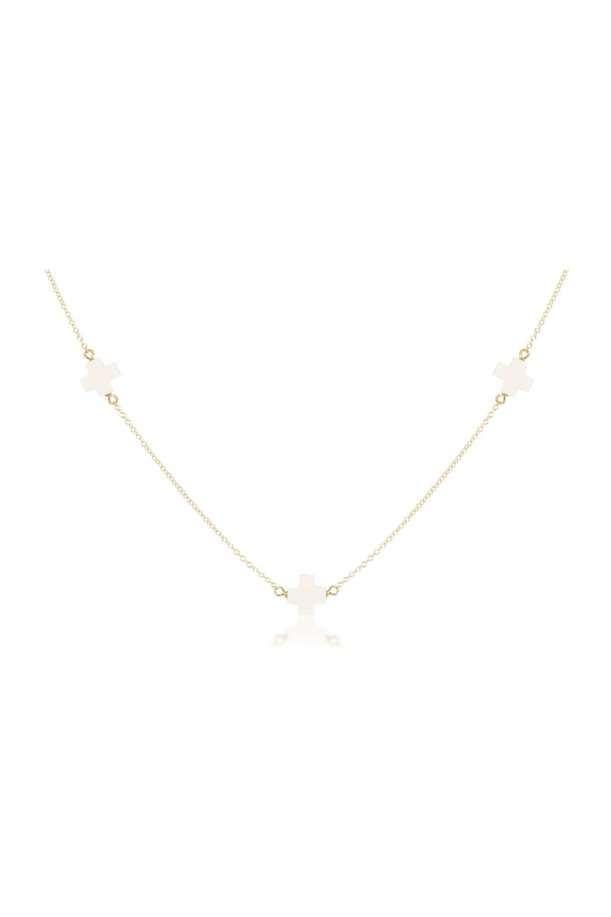 Enewton 17" Choker Simplicity Chain Gold - Signature Cross Off-White