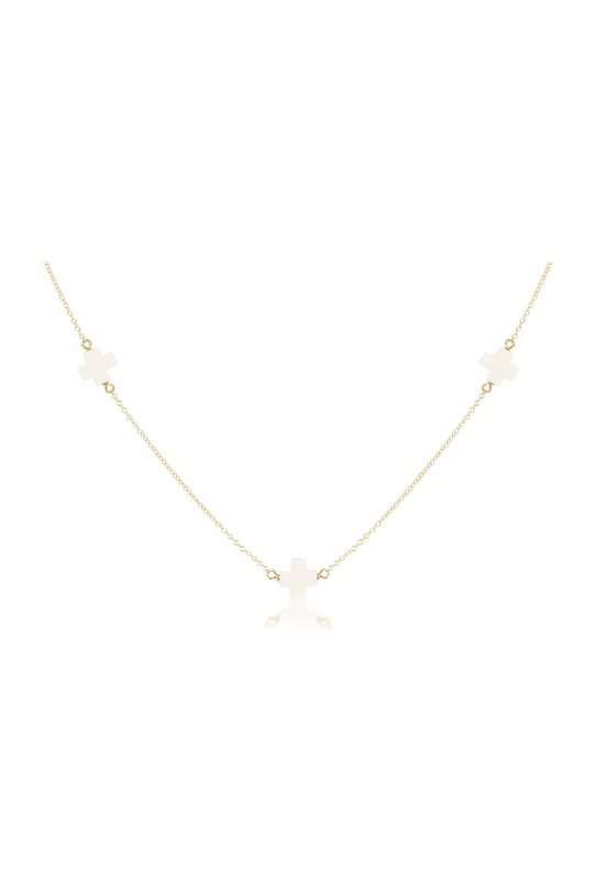 Enewton 17" Choker Simplicity Chain Gold - Signature Cross Off-White