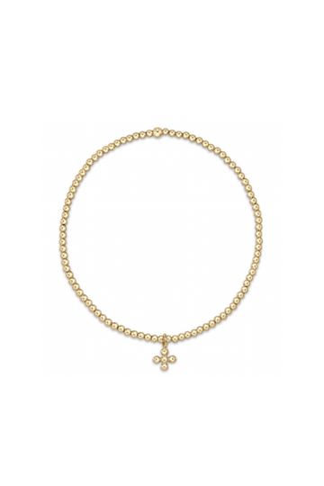 Enewton Classic Gold 2mm Bead Bracelet - Signature Cross Small Gold Charm