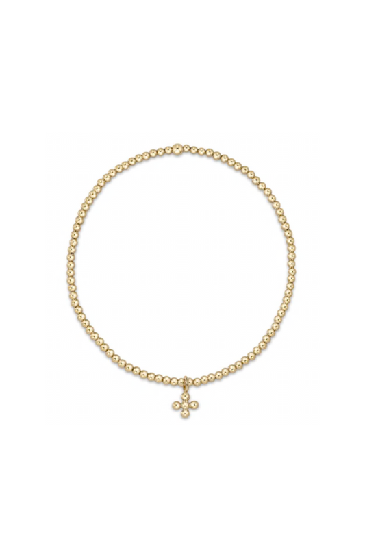 Enewton Classic Gold 2mm Bead Bracelet - Signature Cross Small Gold Charm