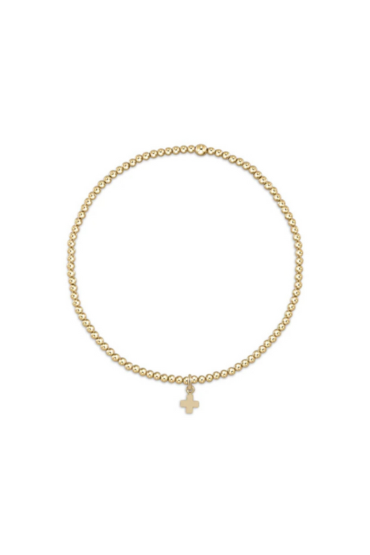 Enewton Classic Gold 2mm Bead Bracelet - Signature Cross Small Gold Charm