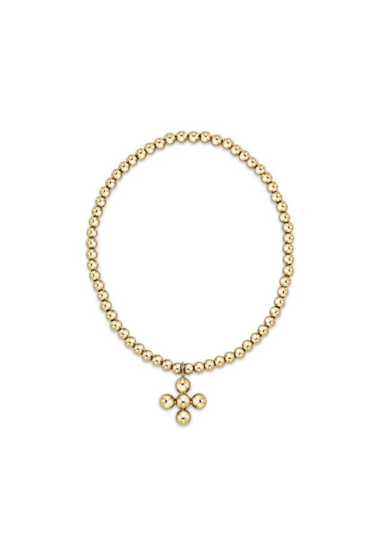 Enewton Classic Gold 3mm Bead Bracelet - 4mm Signature Cross Gold Charm
