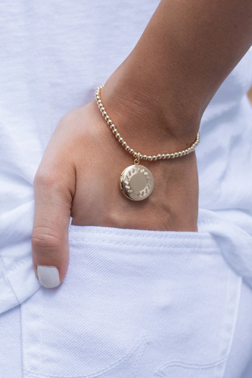 Enewton Classic Gold 3mm Bead Bracelet - Cherish Small Gold Locket