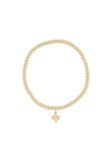 Enewton Classic Gold 3mm Bead Bracelet - Signature Cross Gold Charm