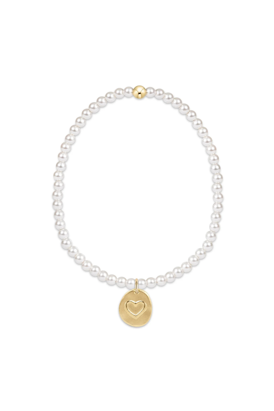 Enewton Classic Pearl 3mm Bead Bracelet - Inspire Love Small Gold Charm