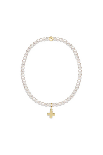 Enewton Classic Pearl 3mm Bead Bracelet - Signature Cross Gold Charm