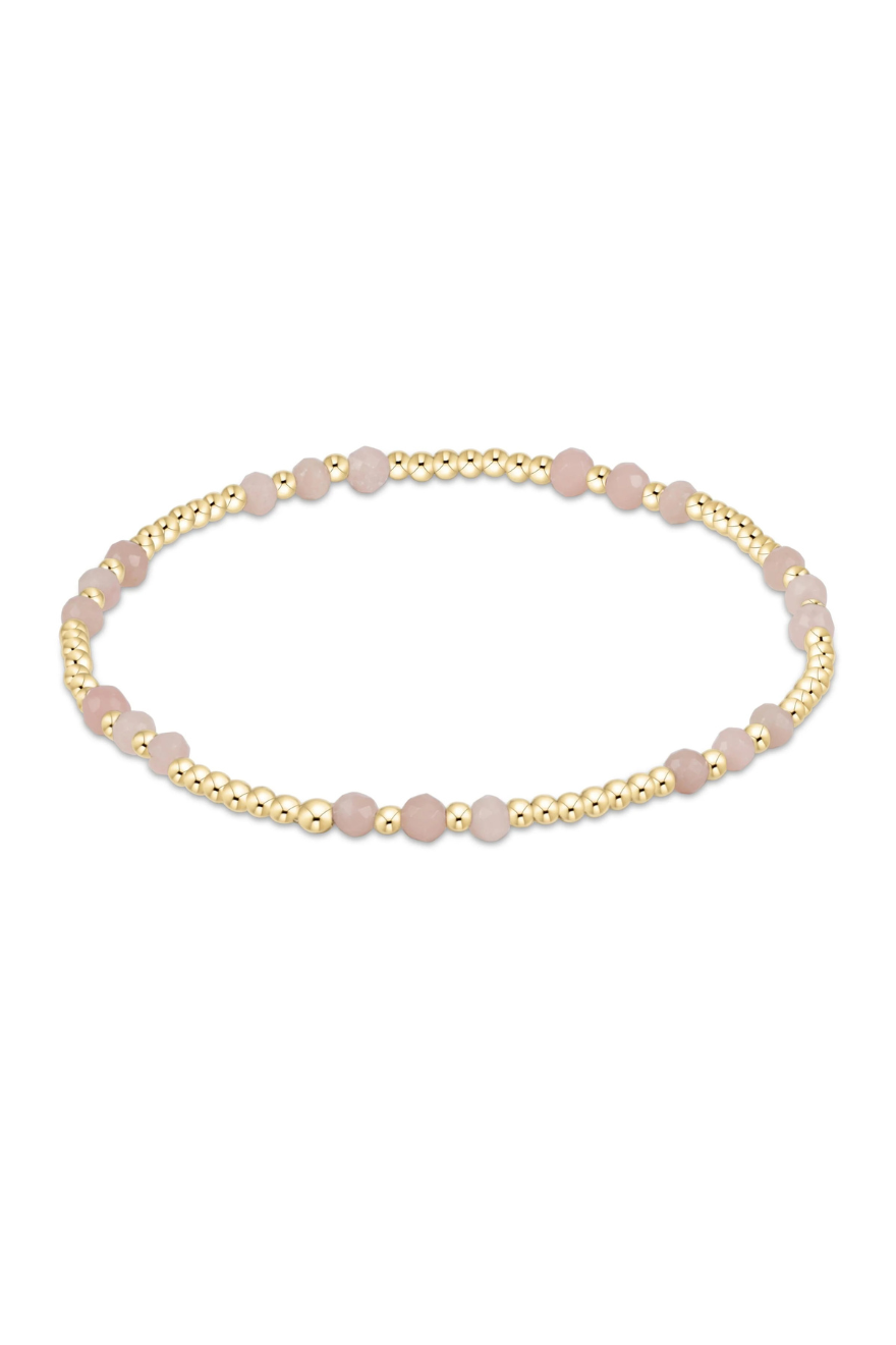 Enewton Gemstone Gold Joy Pattern 3mm Bead Bracelet - Pink Opal