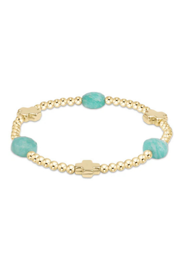 Enewton Signature Cross Admire Gold Pattern 3mm Bead Bracelet - Amazonite