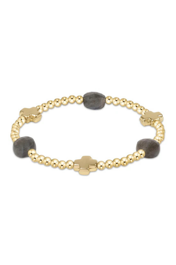 Enewton Signature Cross Admire Gold Pattern 3mm Bead Bracelet - Labradorite
