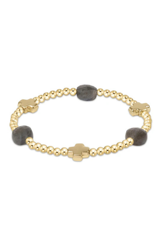 Enewton Signature Cross Admire Gold Pattern 3mm Bead Bracelet - Labradorite