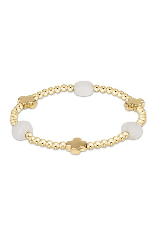Enewton Signature Cross Admire Gold Pattern 3mm Bead Bracelet - Moonstone