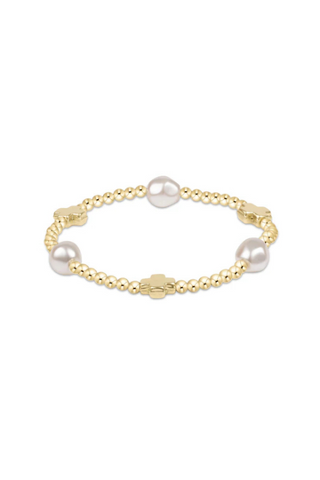 Enewton Signature Cross Admire Pearl Pattern 3mm Bead Bracelet - Gold