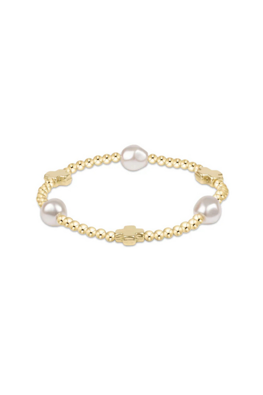 Enewton Signature Cross Admire Pearl Pattern 3mm Bead Bracelet - Gold