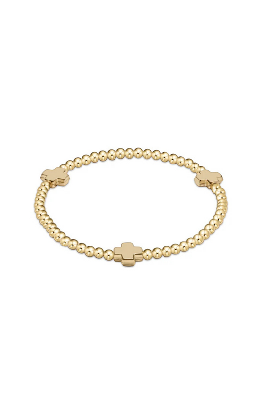 Enewton Signature Cross Gold Pattern 3mm Bead Bracelet - Gold