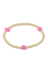 Enewton Signature Cross Gold Pattern 3mm Bead Bracelet - Bright Pink